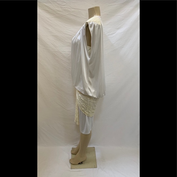 VTG 80s Judys Size 11 White Drop Waist Dress - Picture 9 of 11
